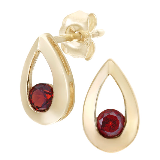 9ct Gold  Round 0.35ct Garnet Teardrop Drop Earrings - PE0AXL1804YGT