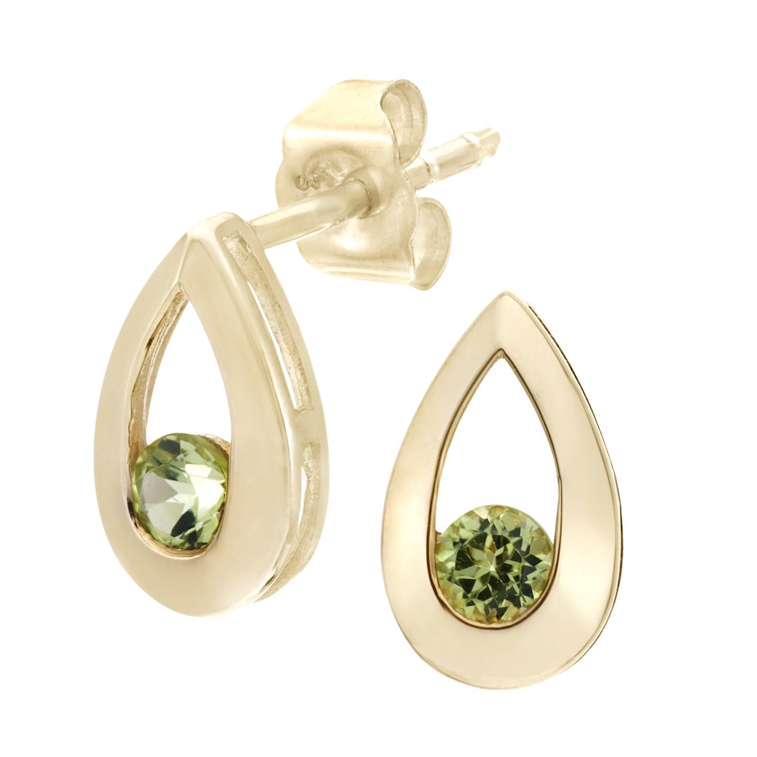 9ct Gold  Round 0.28ct Peridot Teardrop Drop Earrings - PE0AXL1804YPD