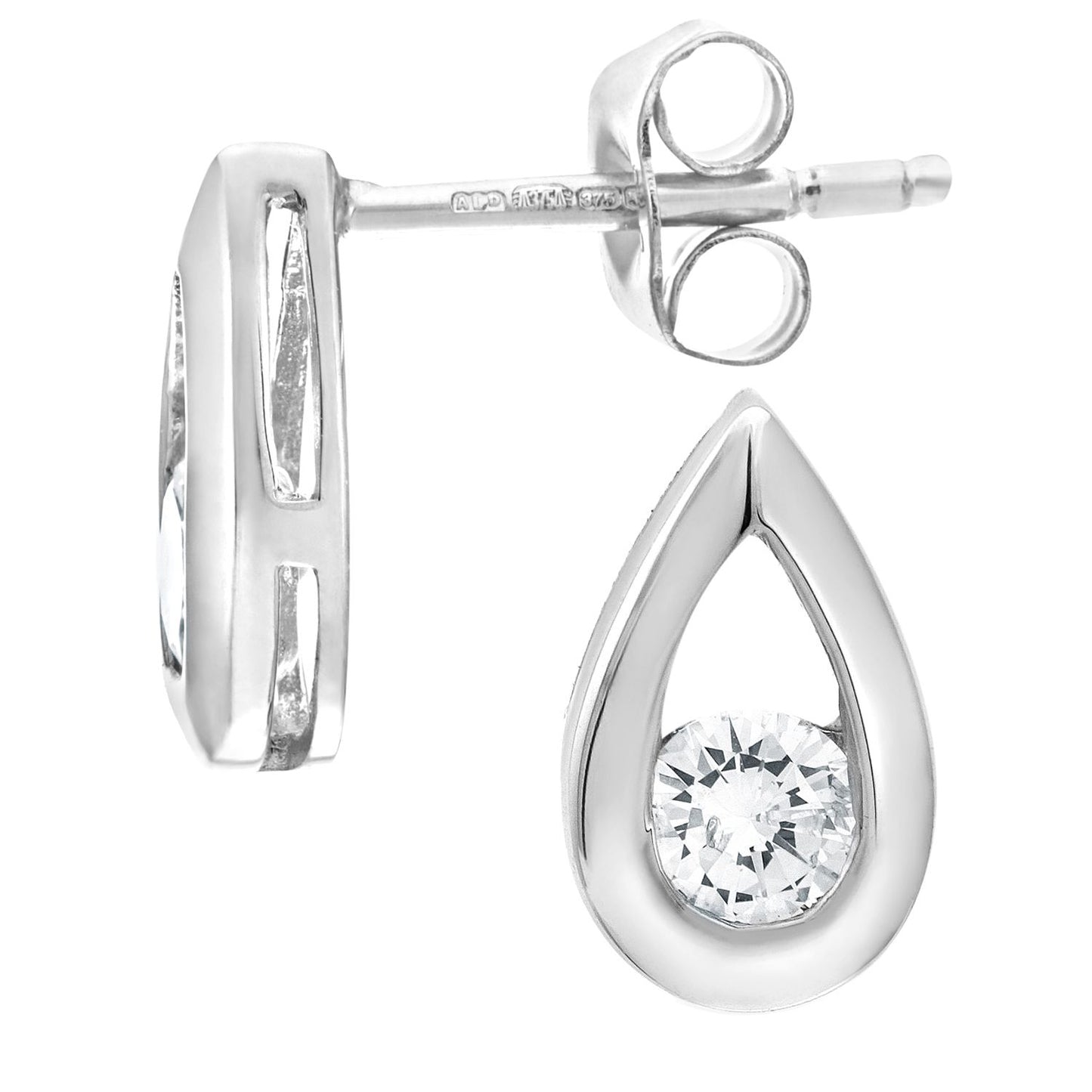 9ct White Gold  Round 1/3ct Diamond Solitaire Stud Earrings - PE0AXL1805WDia
