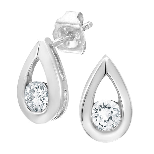 9ct White Gold  Round 1/3ct Diamond Solitaire Stud Earrings - PE0AXL1805WDia
