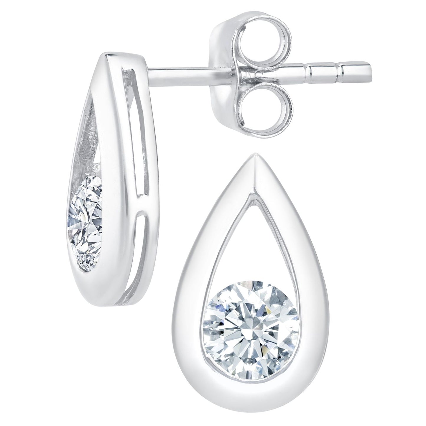 9ct White Gold  Round 1/2ct Diamond Solitaire Stud Earrings - PE0AXL1806W