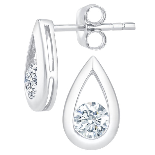 9ct White Gold  Round 1/2ct Diamond Solitaire Stud Earrings - PE0AXL1806W