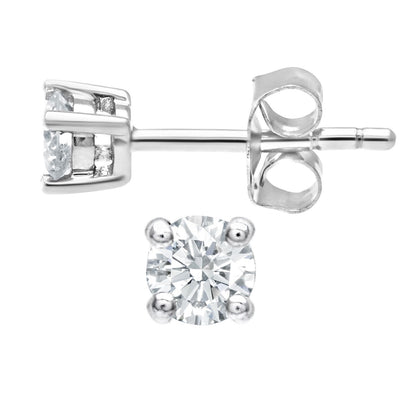 9ct White Gold  Round 1/4ct Diamond Solitaire Stud Earrings - PE0AXL1862W