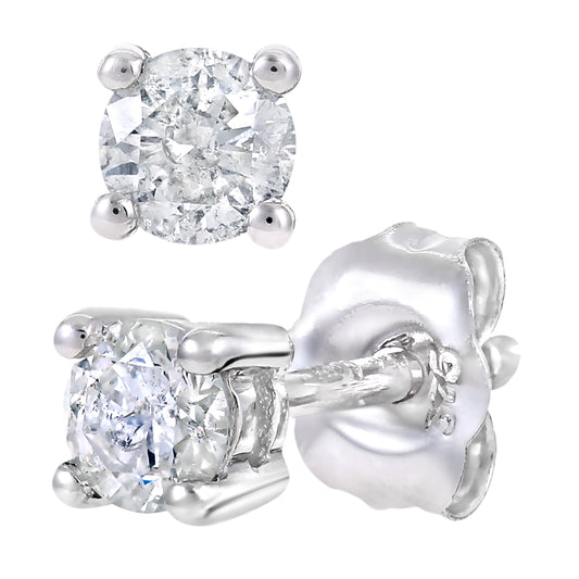 9ct White Gold  Round 1/4ct Diamond Solitaire Stud Earrings - PE0AXL1862W