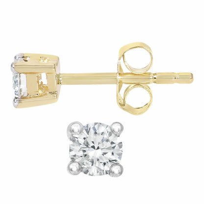 9ct Gold  Round 1/4ct Diamond Solitaire Stud Earrings - PE0AXL1862Y