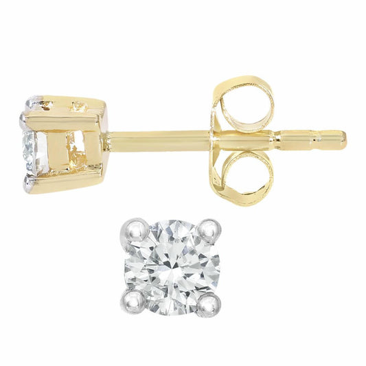9ct Gold  Round 1/4ct Diamond Solitaire Stud Earrings - PE0AXL1862Y