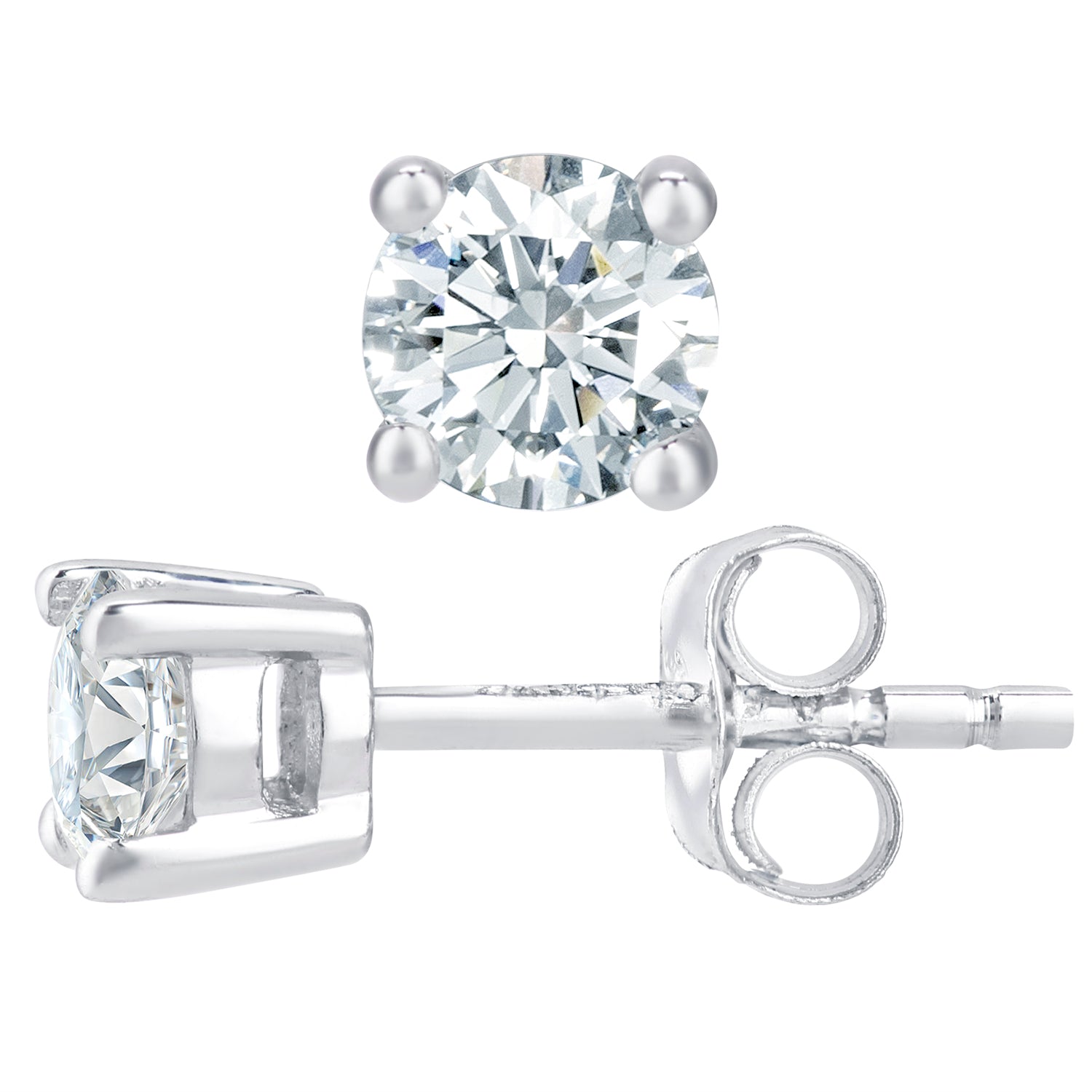 9ct White Gold  Round 1/2ct Diamond Solitaire Stud Earrings - PE0AXL1864W
