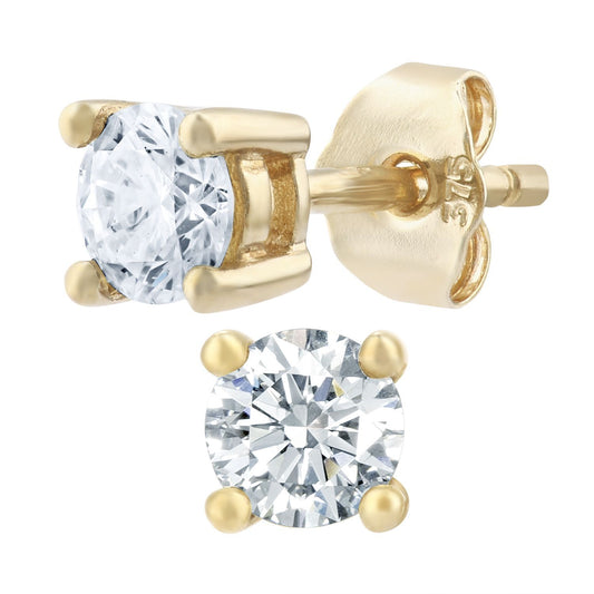 9ct Gold Round 1/2ct Diamond Solitaire Stud Earrings - PE0AXL1864Y