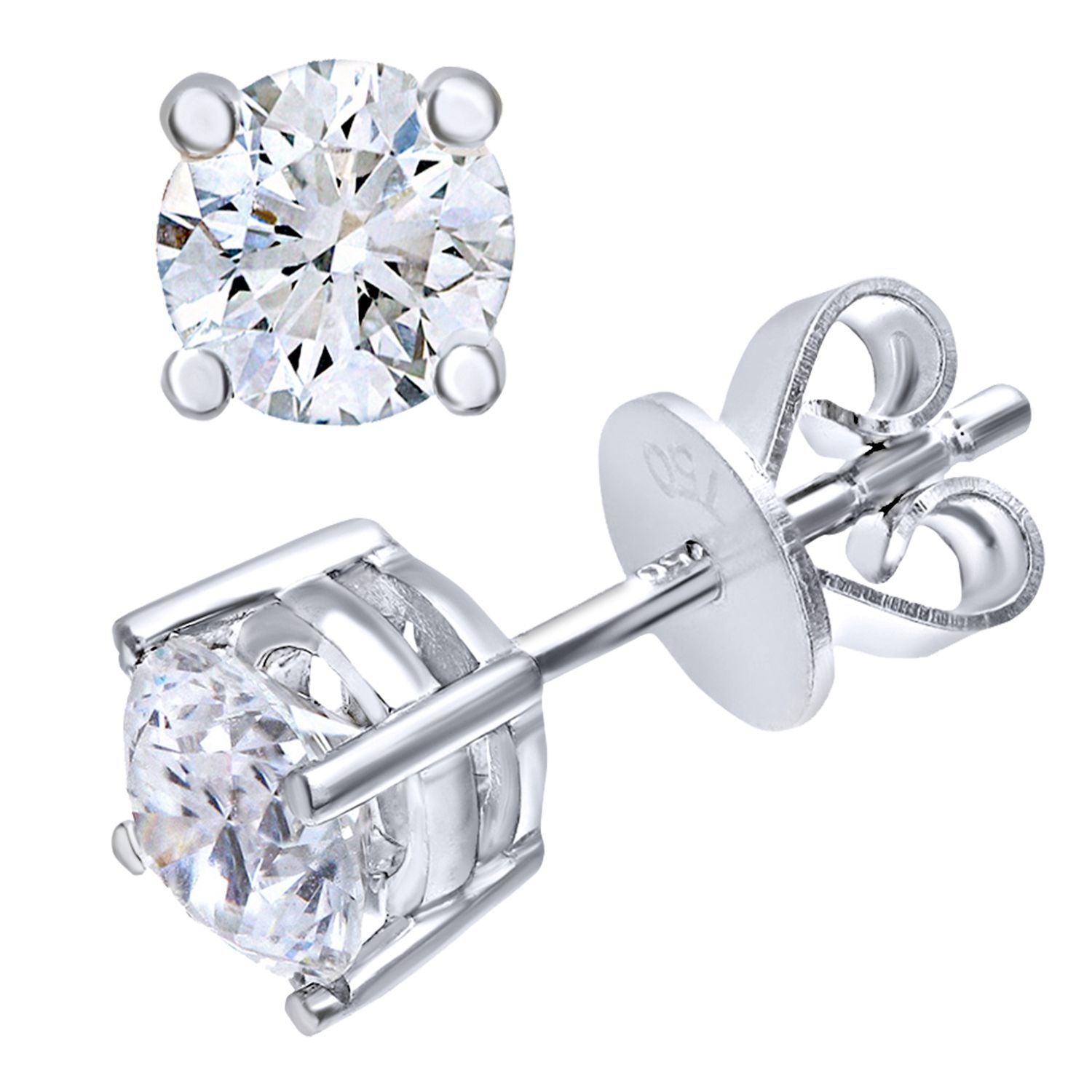 18ct White Gold  Round 3/4ct Diamond Solitaire Stud Earrings - PE0AXL2121W18JPK