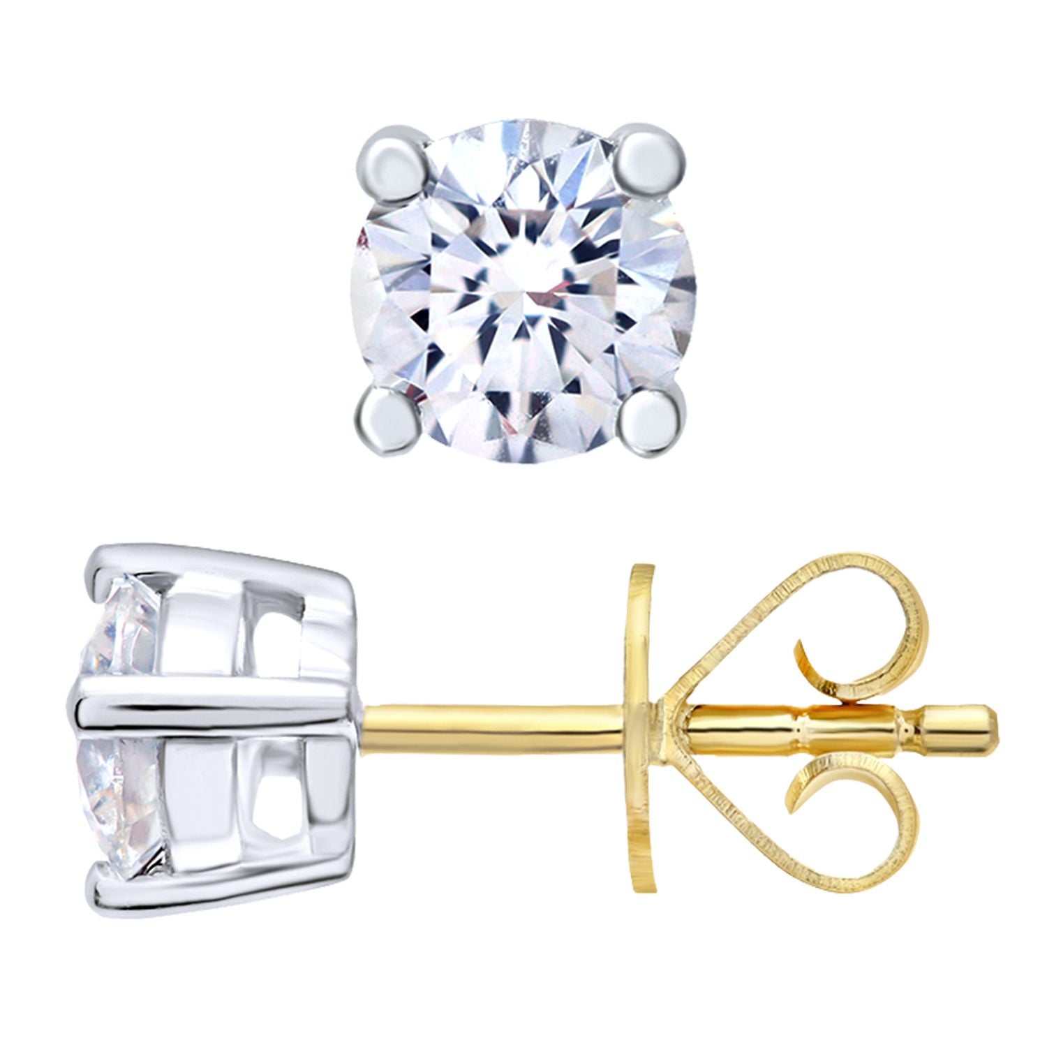 18ct Gold  Round 3/4ct Diamond Solitaire Stud Earrings - PE0AXL2121Y18HSI