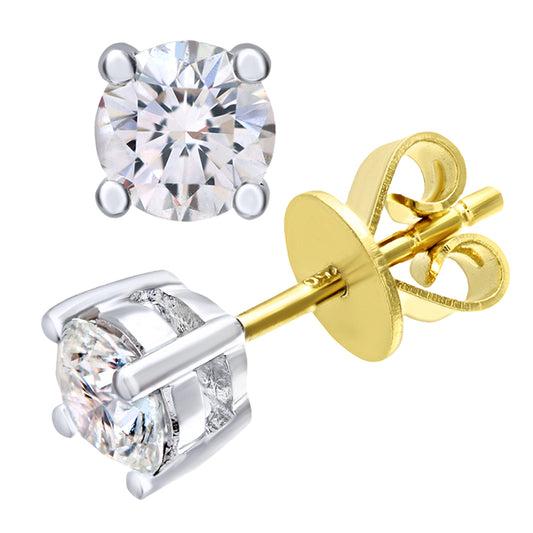 18ct Gold  Round 3/4ct Diamond Solitaire Stud Earrings - PE0AXL2121Y18HSI