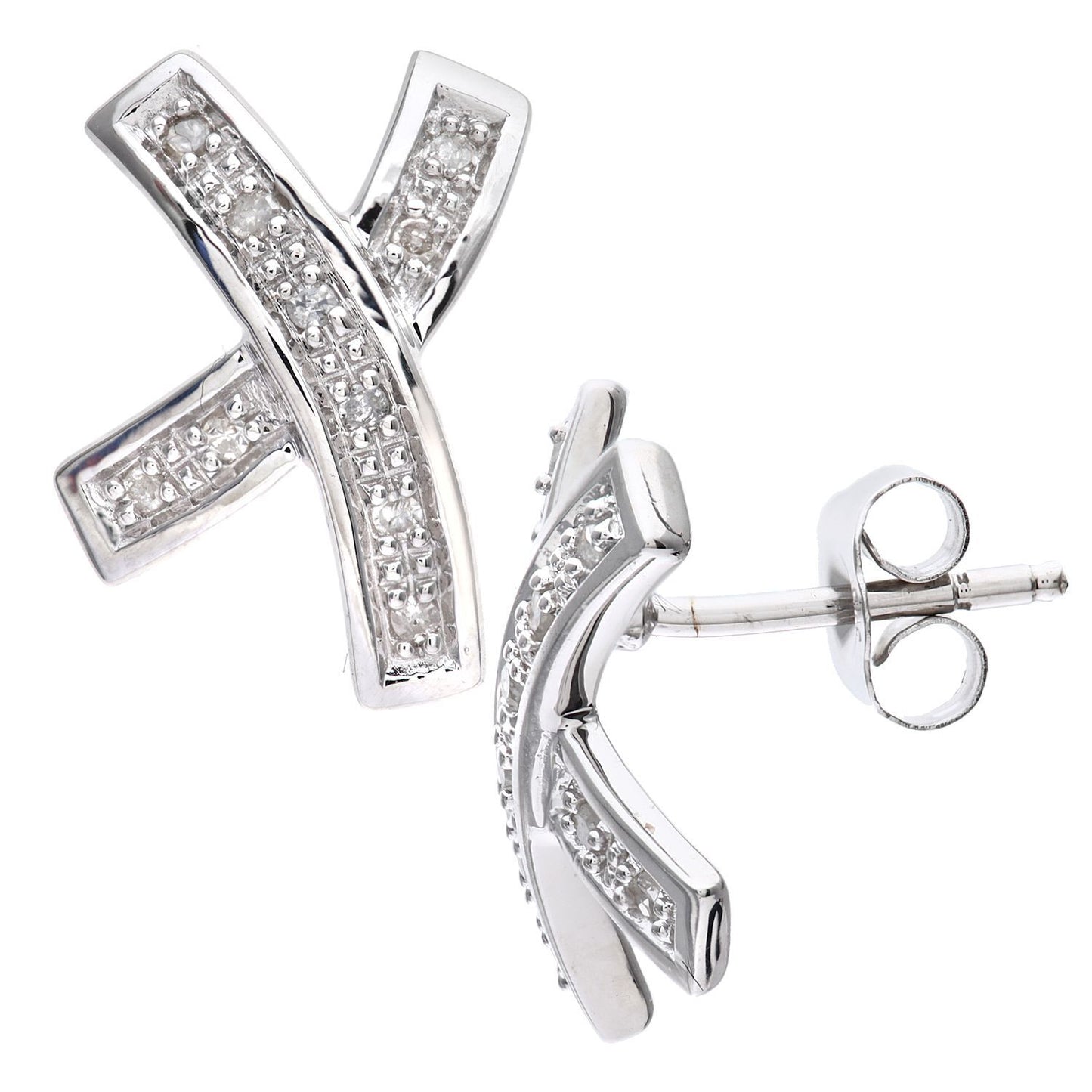 9ct White Gold  Round 10pts Diamond Kiss Drop Earrings - PE0AXL2642W