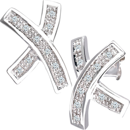 9ct White Gold  Round 10pts Diamond Kiss Drop Earrings - PE0AXL2642W