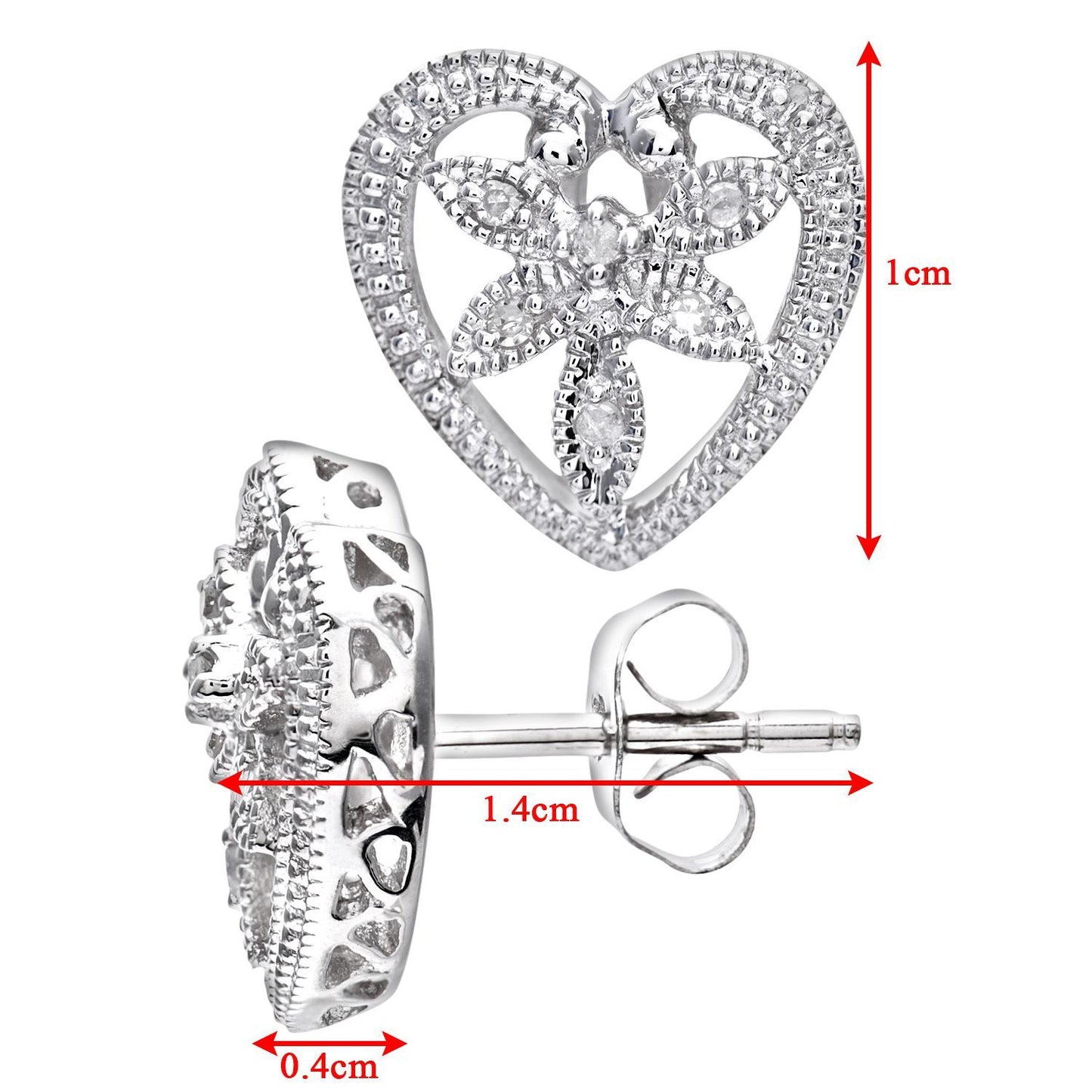 9ct White Gold  Round 5pts Diamond Flower Stud Earrings - PE0AXL3079W