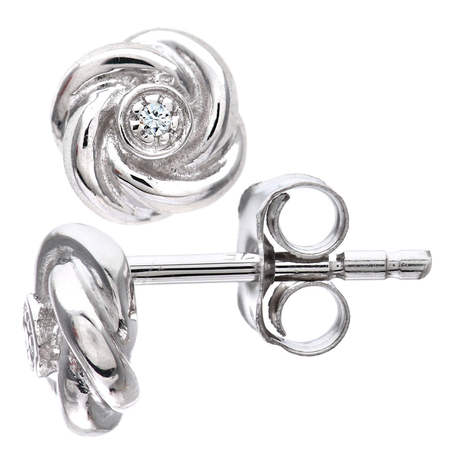 9ct White Gold  Round 1pts Diamond Flower Stud Earrings - PE0AXL3120W