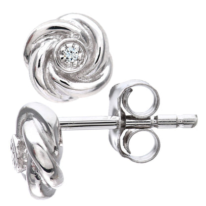 9ct White Gold  Round 1pts Diamond Flower Stud Earrings - PE0AXL3120W