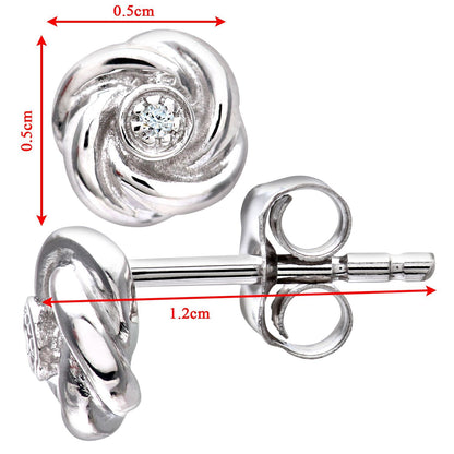9ct White Gold  Round 1pts Diamond Flower Stud Earrings - PE0AXL3120W