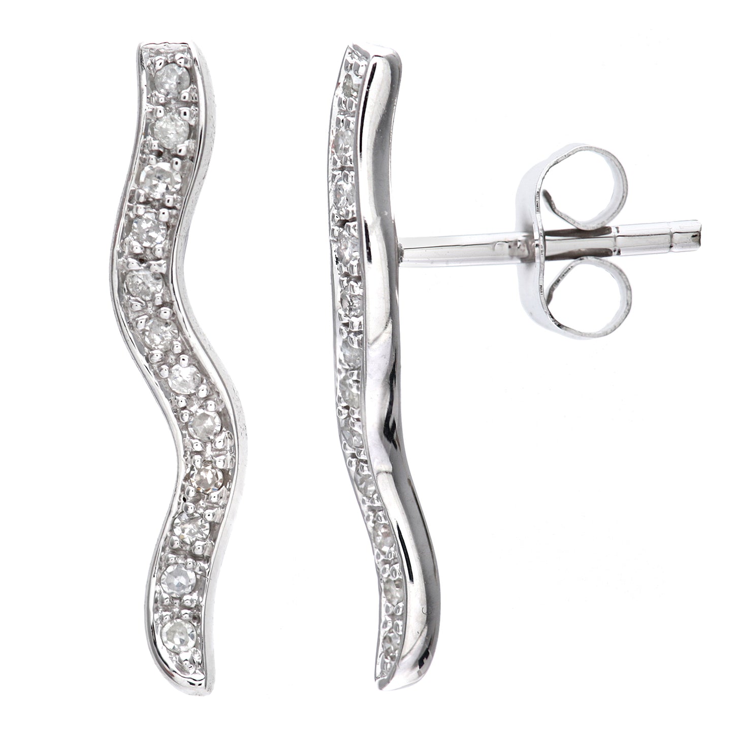 9ct White Gold  Round 10pts Diamond Twist Drop Earrings - PE0AXL3136W