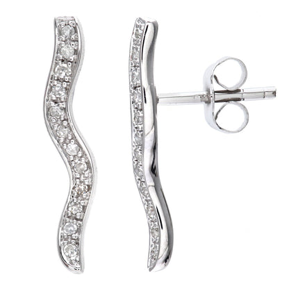 9ct White Gold  Round 10pts Diamond Twist Drop Earrings - PE0AXL3136W