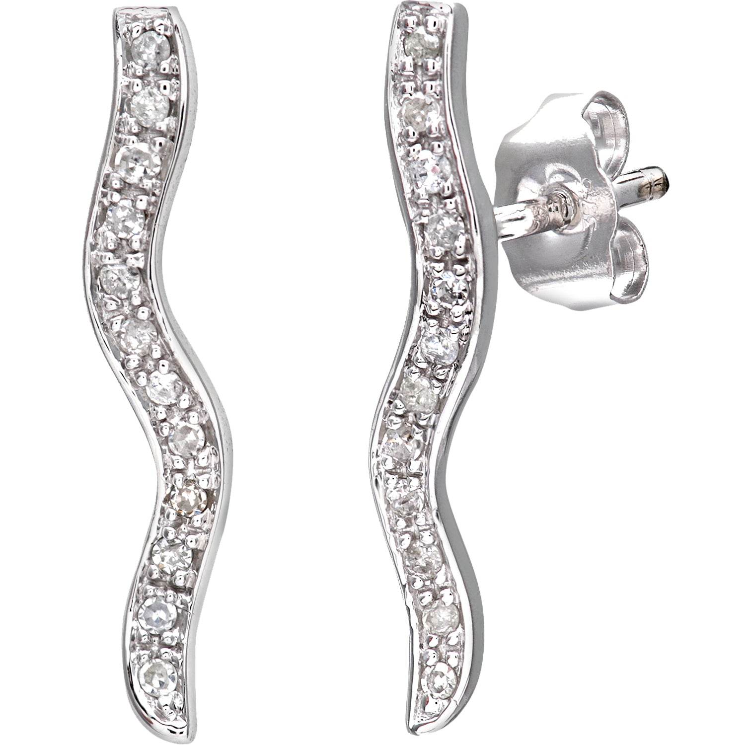 9ct White Gold  Round 10pts Diamond Twist Drop Earrings - PE0AXL3136W