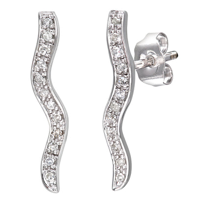 9ct White Gold  Round 10pts Diamond Twist Drop Earrings - PE0AXL3136W
