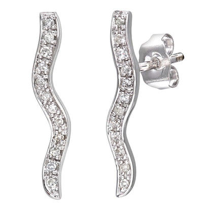 9ct White Gold  Round 10pts Diamond Twist Drop Earrings - PE0AXL3136W