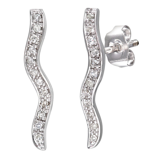 9ct White Gold  Round 10pts Diamond Twist Drop Earrings - PE0AXL3136W