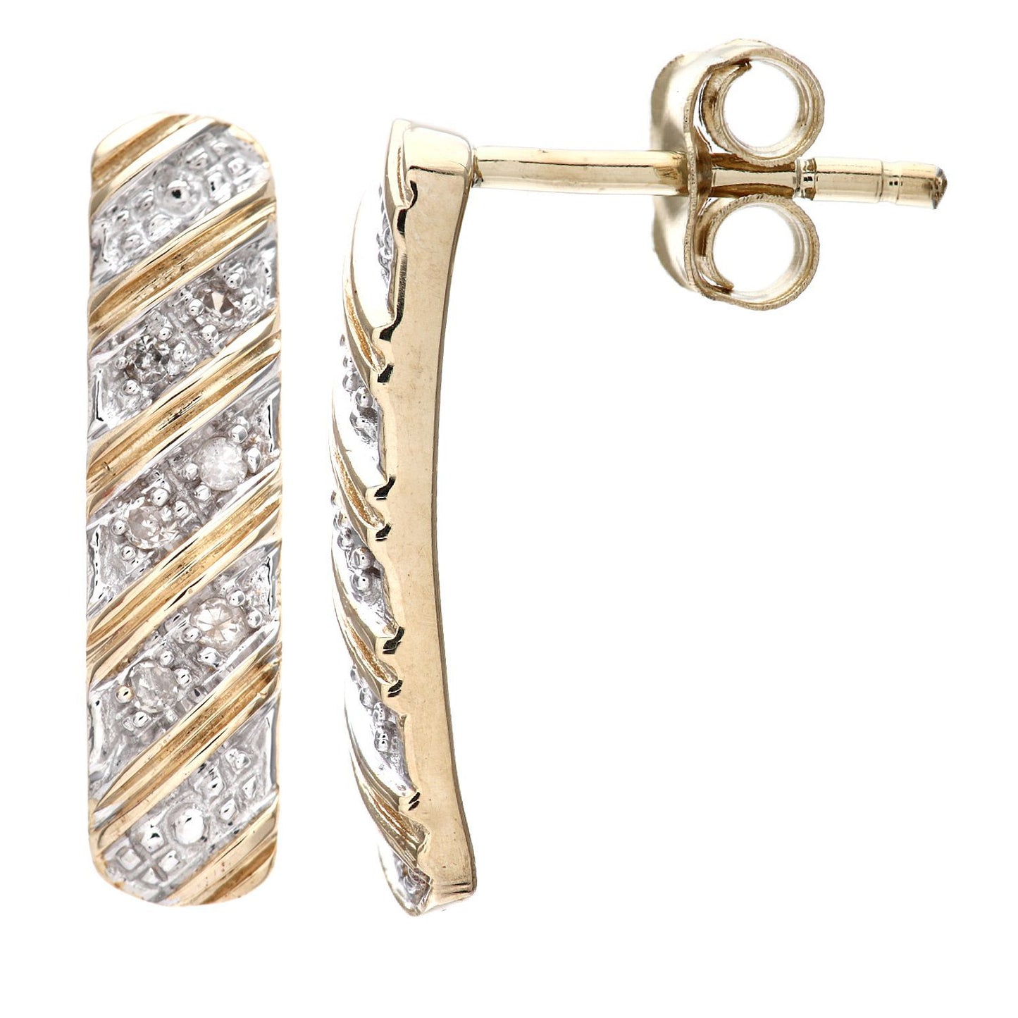 9ct Gold  Round 5pts Diamond Stick Drop Earrings - PE0AXL3137Y