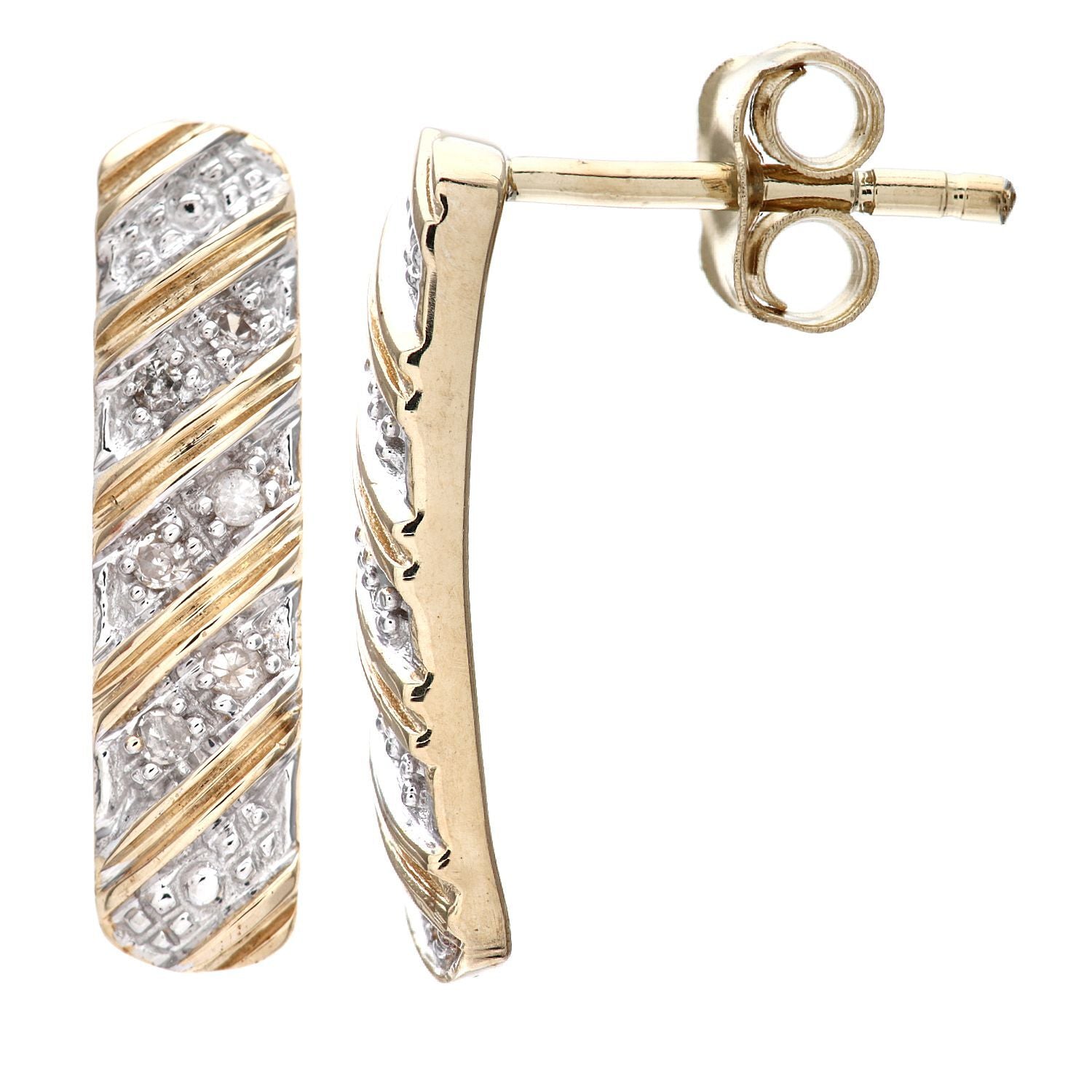9ct Gold  Round 5pts Diamond Stick Drop Earrings - PE0AXL3137Y