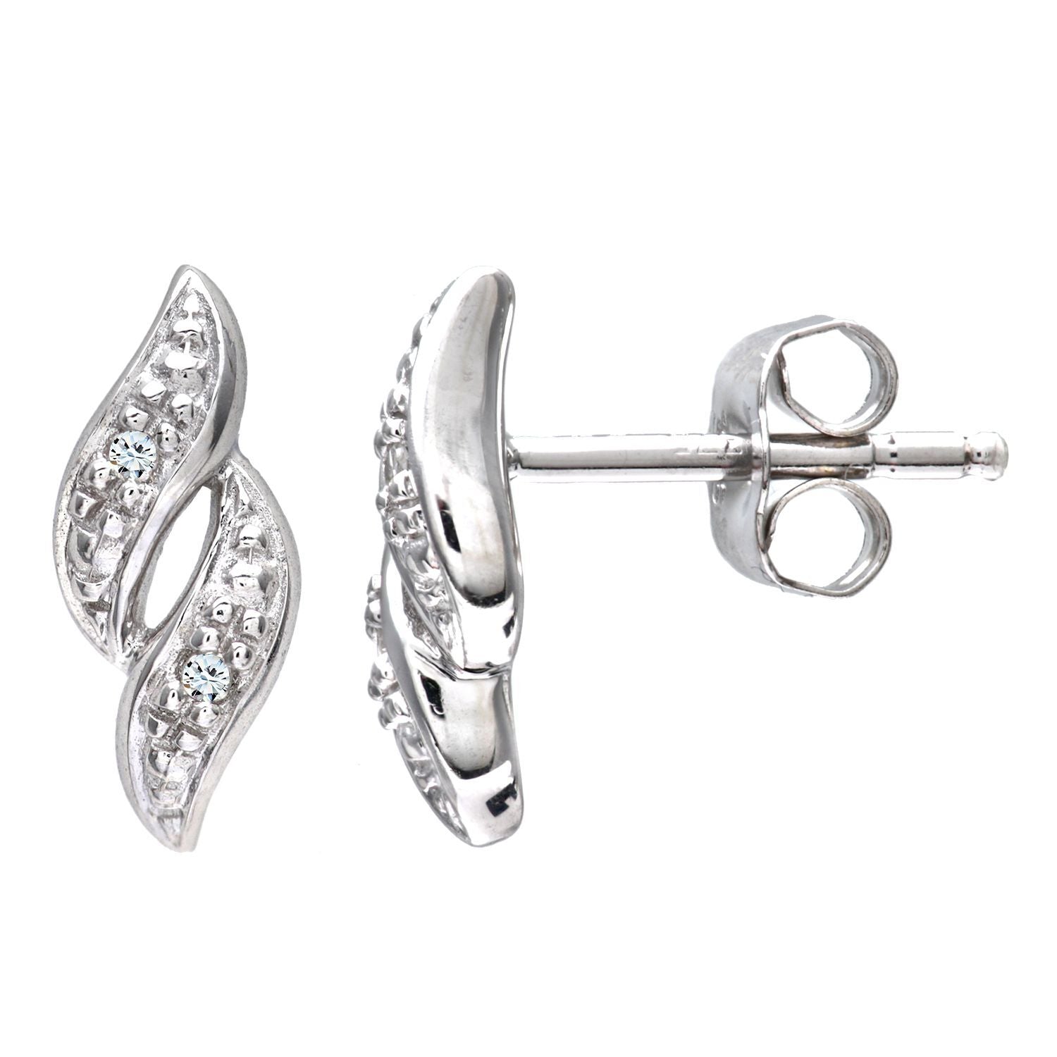 9ct White Gold  Round 2pts Diamond Twist Drop Earrings - PE0AXL3138W