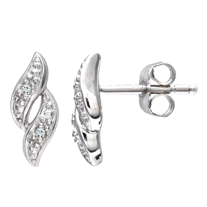 9ct White Gold  Round 2pts Diamond Twist Drop Earrings - PE0AXL3138W