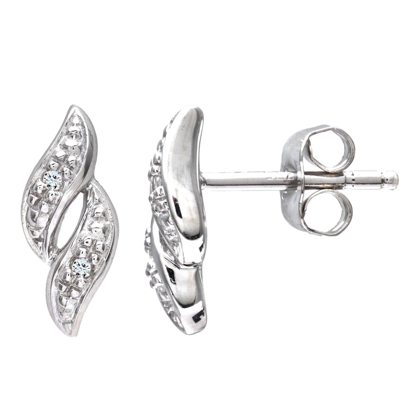 9ct White Gold  Round 2pts Diamond Twist Drop Earrings - PE0AXL3138W