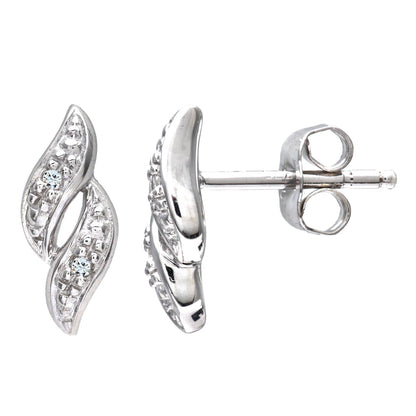 9ct White Gold  Round 2pts Diamond Twist Drop Earrings - PE0AXL3138W