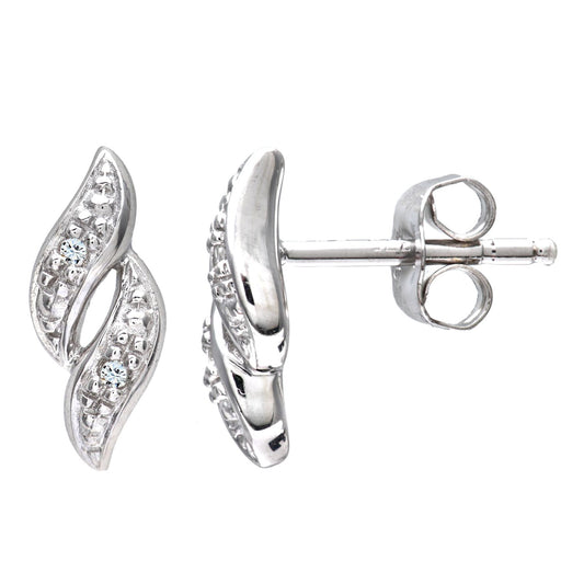 9ct White Gold  Round 2pts Diamond Twist Drop Earrings - PE0AXL3138W