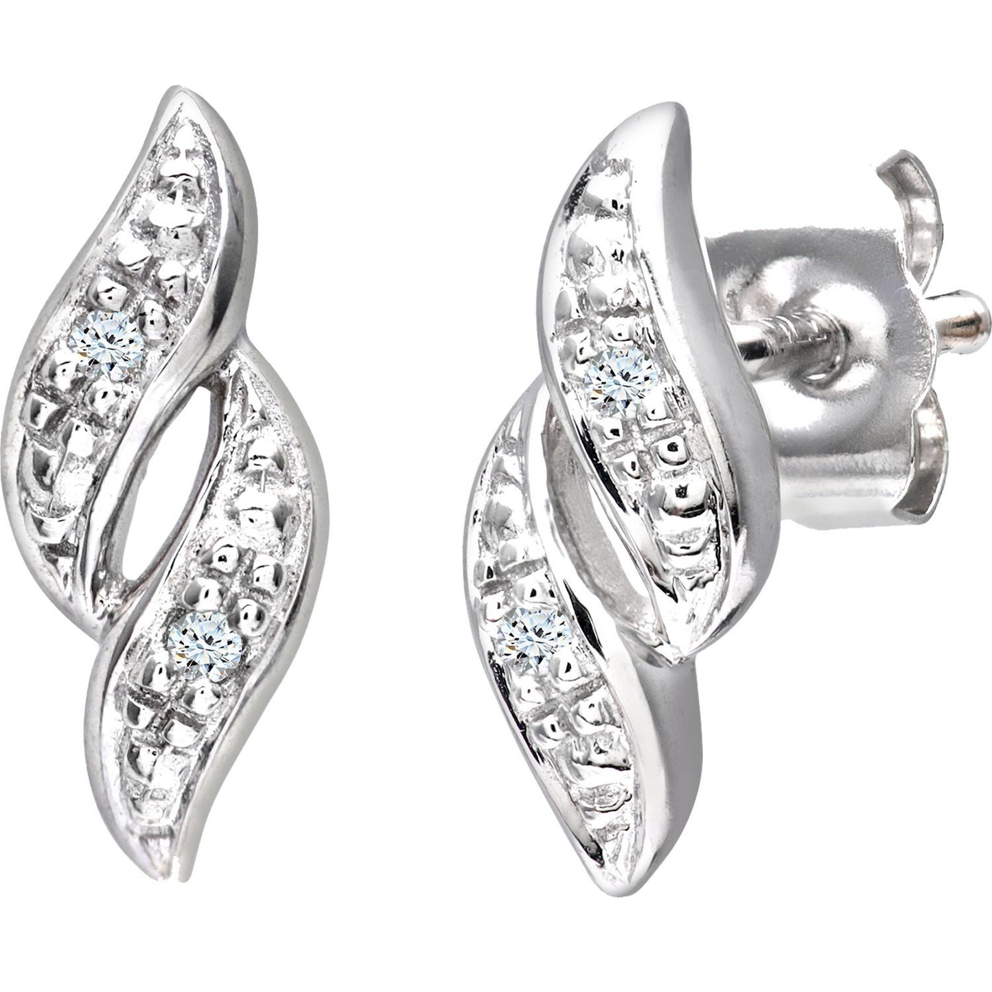 9ct White Gold  Round 2pts Diamond Twist Drop Earrings - PE0AXL3138W