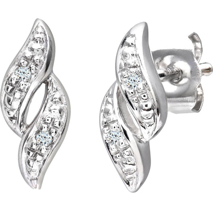 9ct White Gold  Round 2pts Diamond Twist Drop Earrings - PE0AXL3138W