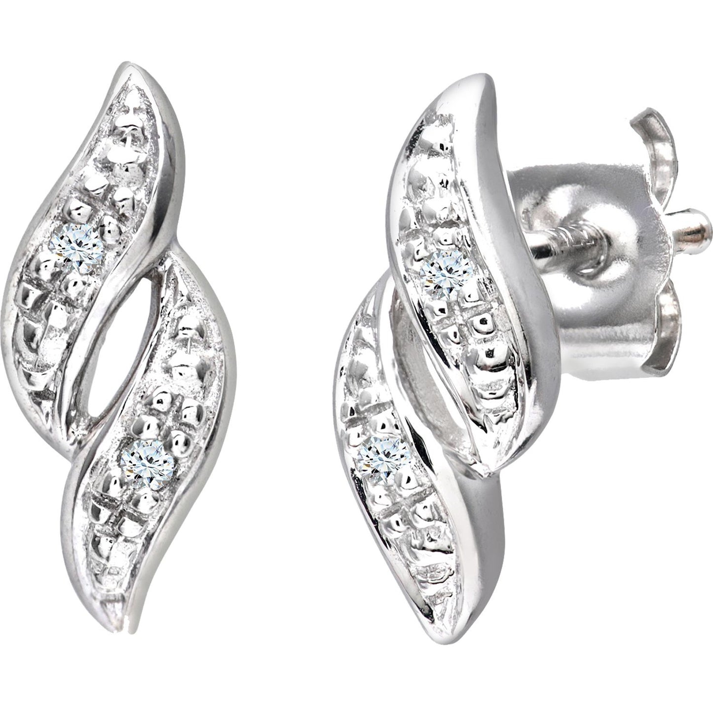 9ct White Gold  Round 2pts Diamond Twist Drop Earrings - PE0AXL3138W