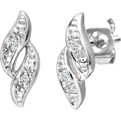 9ct White Gold  Round 2pts Diamond Twist Drop Earrings - PE0AXL3138W