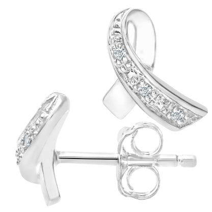 9ct White Gold  Round 2pts Diamond Kiss Stud Earrings - PE0AXL3305W