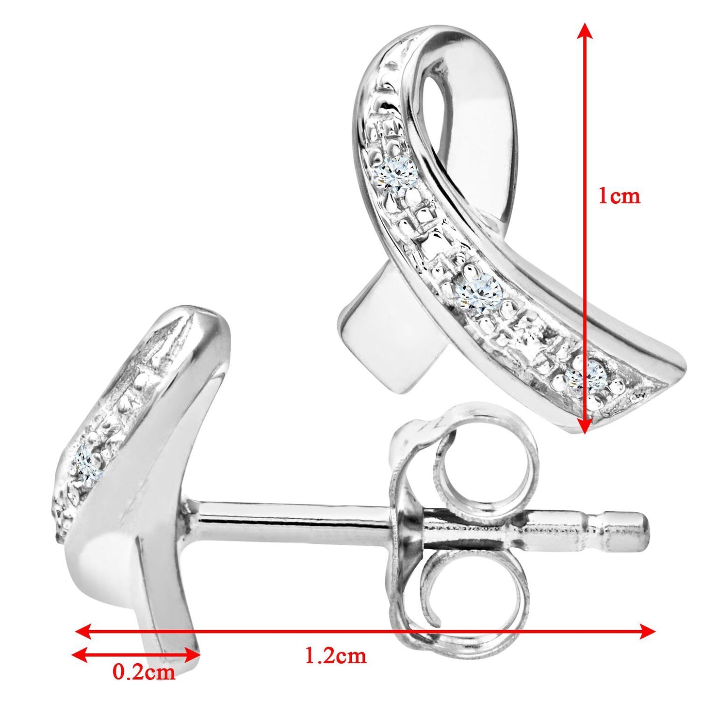 9ct White Gold  Round 2pts Diamond Kiss Stud Earrings - PE0AXL3305W