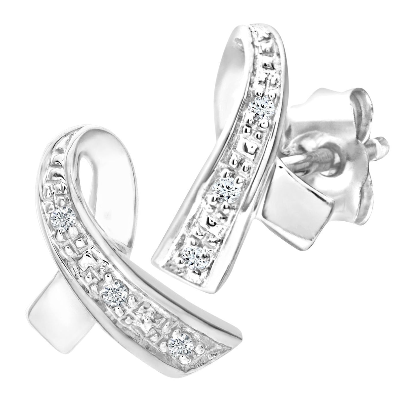 9ct White Gold  Round 2pts Diamond Kiss Stud Earrings - PE0AXL3305W