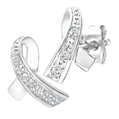 9ct White Gold  Round 2pts Diamond Kiss Stud Earrings - PE0AXL3305W
