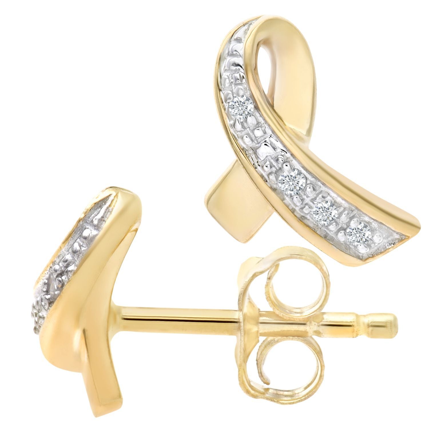 9ct Gold  Round 2pts Diamond Kiss Stud Earrings - PE0AXL3305Y