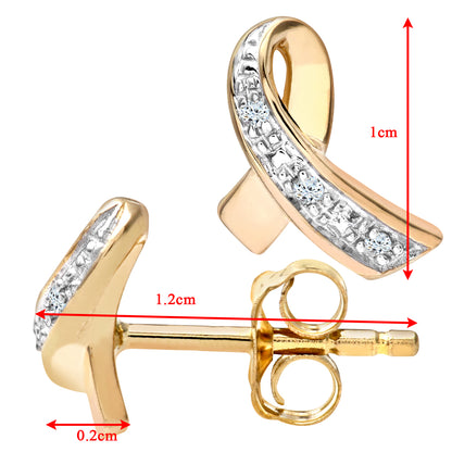 9ct Gold  Round 2pts Diamond Kiss Stud Earrings - PE0AXL3305Y