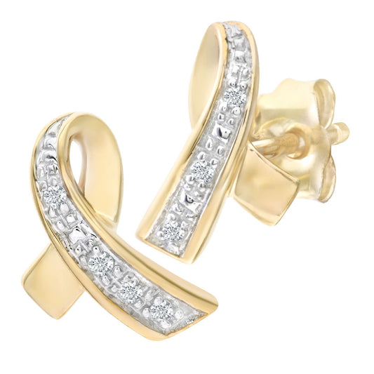 9ct Gold Round 2pts Diamond Kiss Stud Earrings - PE0AXL3305Y