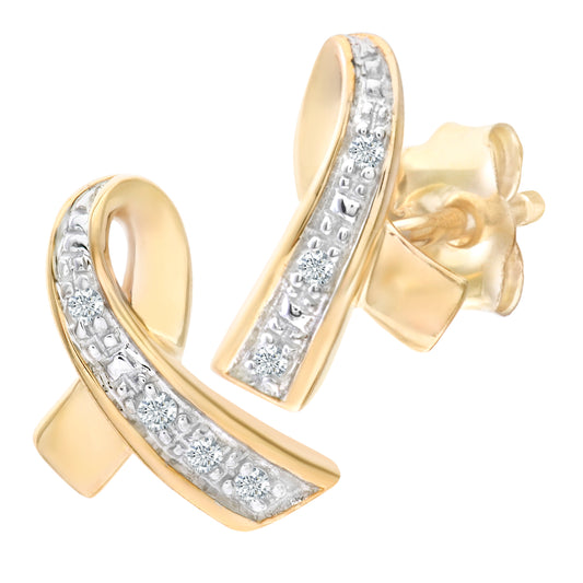 9ct Gold  Round 2pts Diamond Kiss Stud Earrings - PE0AXL3305Y