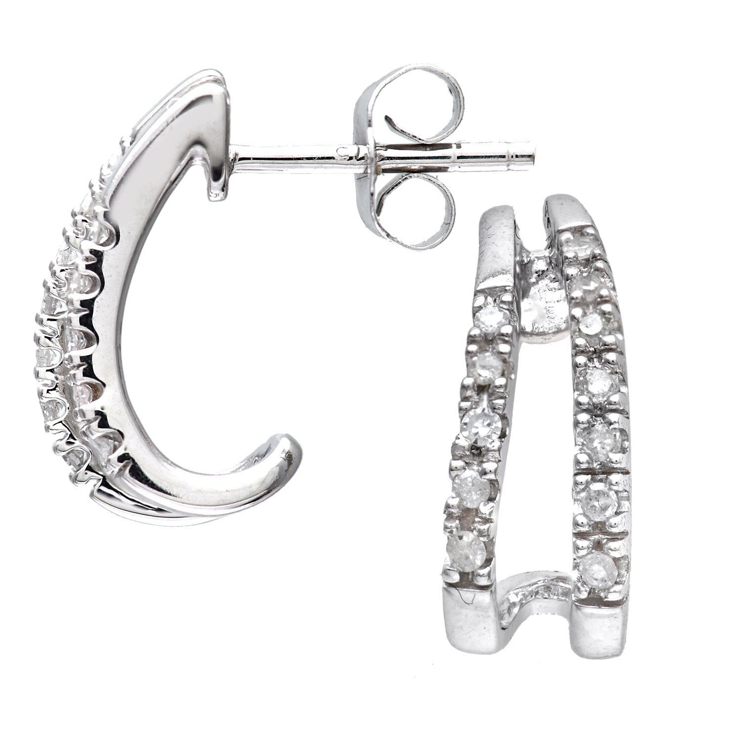 9ct White Gold  Round 10pts Diamond Split Fins Drop Earrings - PE0AXL3359W