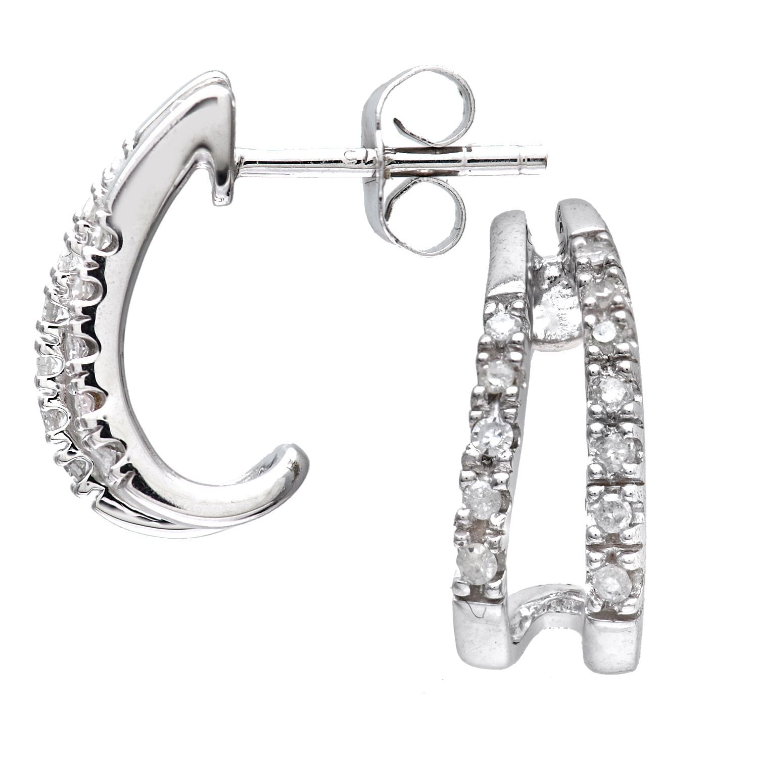9ct White Gold  Round 10pts Diamond Split Fins Drop Earrings - PE0AXL3359W