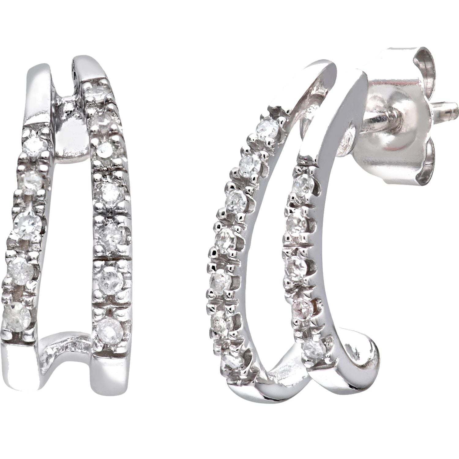 9ct White Gold  Round 10pts Diamond Split Fins Drop Earrings - PE0AXL3359W