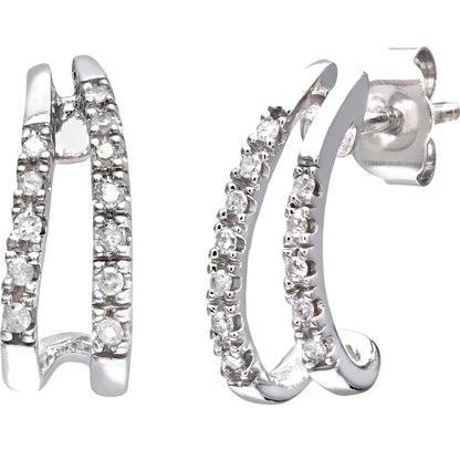 9ct White Gold  Round 10pts Diamond Split Fins Drop Earrings - PE0AXL3359W